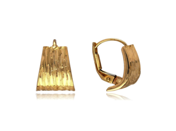 Žluté zlato náušnice rýhované na klapku